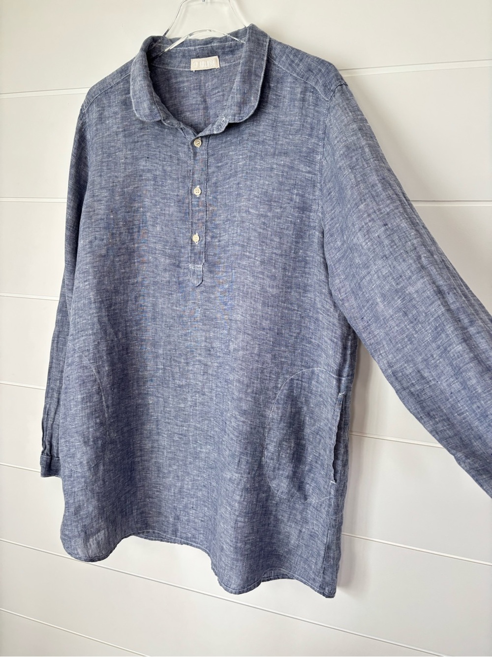 CP Shades Blue Linen Long-Sleeve Tunic Shirt Dress Size Medium - Picture 4 of 13